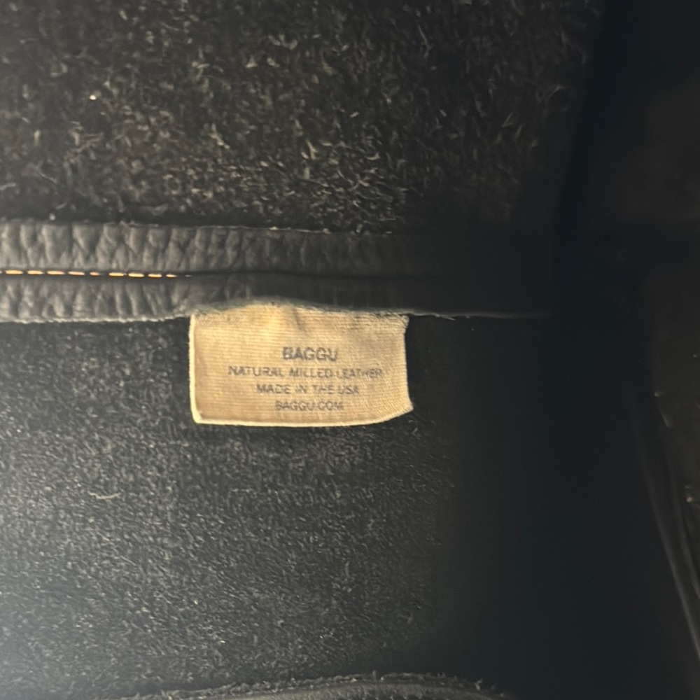 BAGGU Black Leather Tote Bag - Picture 4 of 6